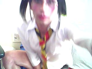 Prevert crossdresser sucks his own dick for webcam