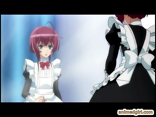 Shemale anime maid self masturbating in the bathtub