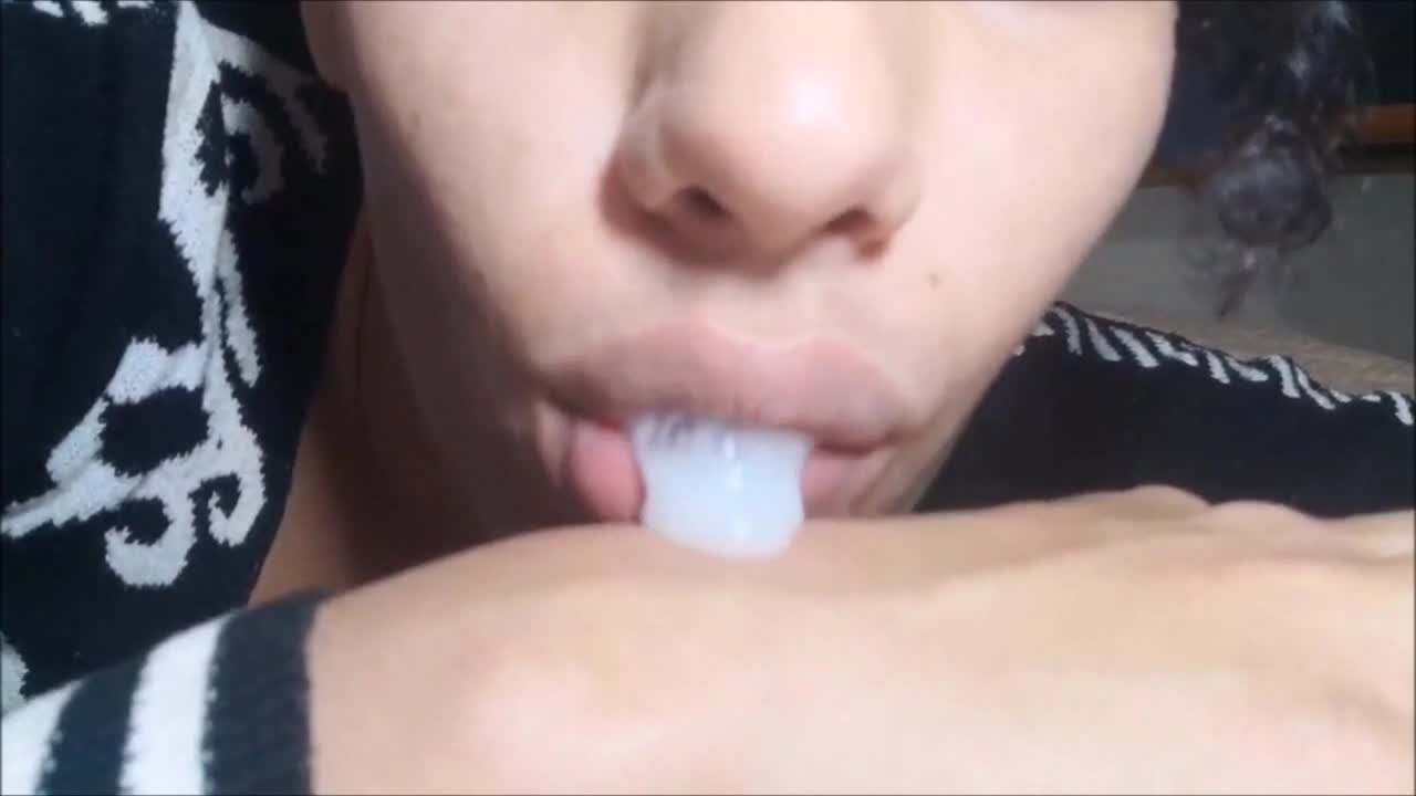 Latin shemale slut fucked ferociously then shows her jizz inside her mouth